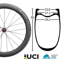 60mm DEEP 34.2MM WIDE 25MM INT CARBON SPOKE 1240GR & STEEL SPOKE 1380GR & Free Shipping Worldwide
